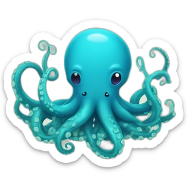 Cute blue kraken making hearts with tentacle sticker