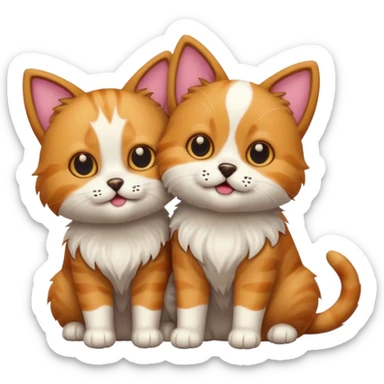 Cat whit a dog  sticker