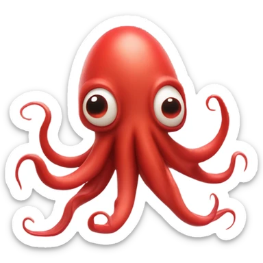 Squid rising from a red ocean sticker