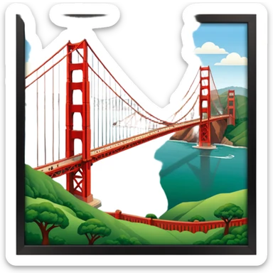 im trying to come up with a classic but still dynamic visual of the golden gate bridge and surrounding hills and the presidio for a work conference sticker