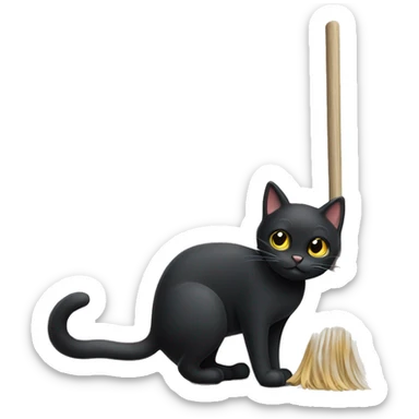 black cat cleaning sticker