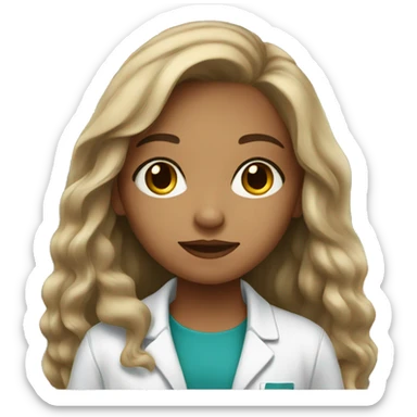 Light skin young girl with long hair working in a pharmacy sticker
