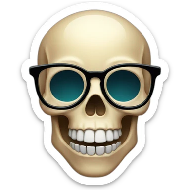 skull with glasses and pointer finger pointing up like a nerd sticker