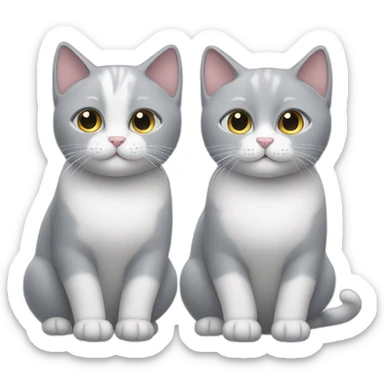 Two grey white cats friends sticker