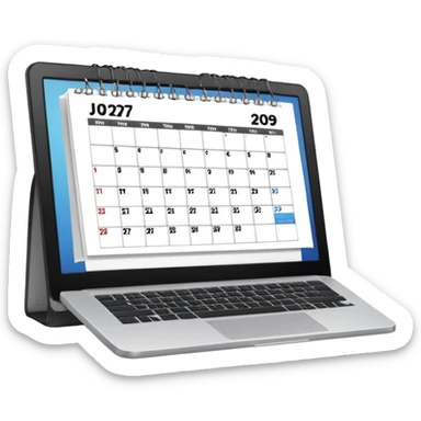 calendar page with a laptop inside sticker