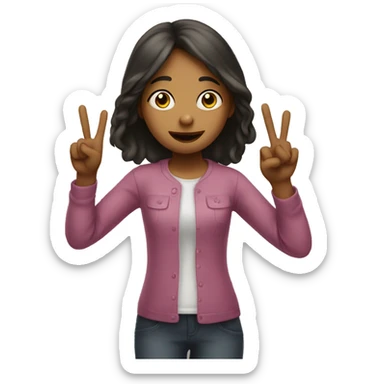 girl with two fingers up signaling peace sticker