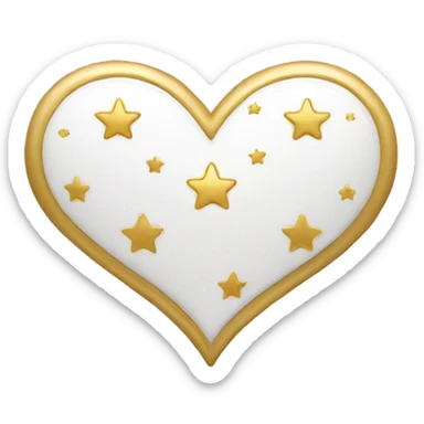 White heart with gold stars sticker