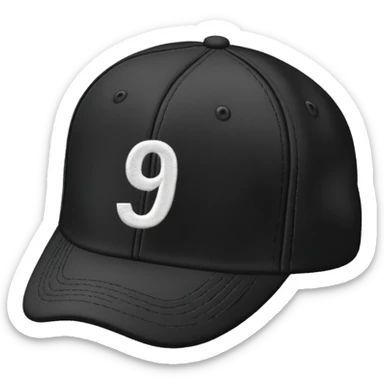 black cap with number “9” on it sticker