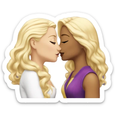 2 white blonde queens kiss  sticker