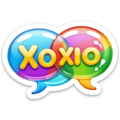Text glass colorful message bubble with the word “xoxo  sticker