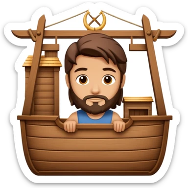 Noah building a large wooden boat ark sticker