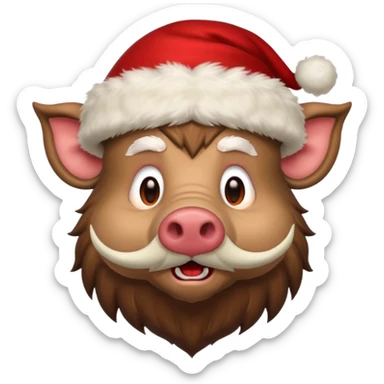 Santa Claus as a wild boar sticker