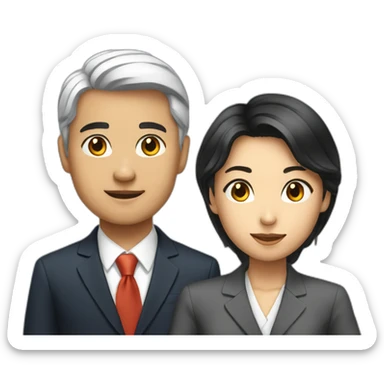 young asian male and female president sticker