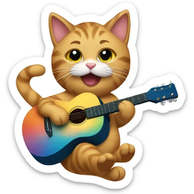 cheerleader cat playing acoustic guitar sticker