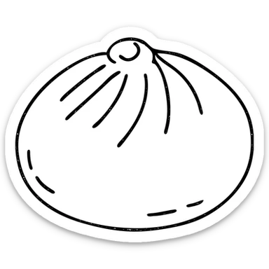 banh bao, outlined icon, no fill, hand-drawn look sticker