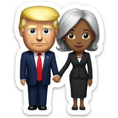 donald trump holding hands with kamala harris sticker