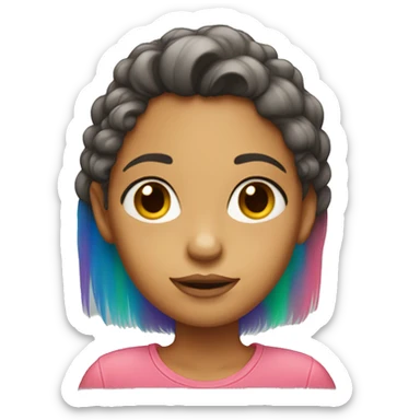 girl with half hair ranbow color sticker