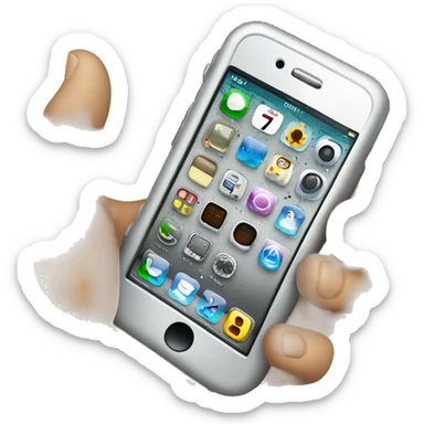 iPhone 2007, silver with iPhoneOS 1.0, in hand  sticker