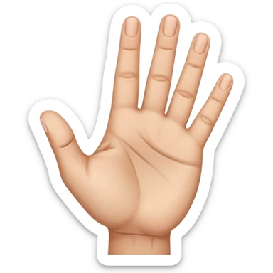 hand emoji, where the palm is facing us. all fingers are straight except for the middle finger. The midde finger is bent and pointing towards the forground sticker