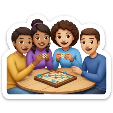 Four friends playing board game sticker