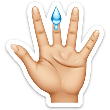 Water dripping directly off index and middle fingers of hand sticker
