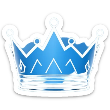 side view of a plain blue blueprint plan with a simple sketch of a crown in white lines sticker