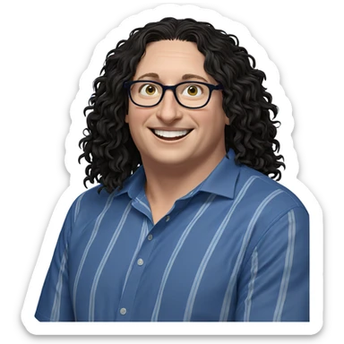 smiling boy in blue shirt sticker