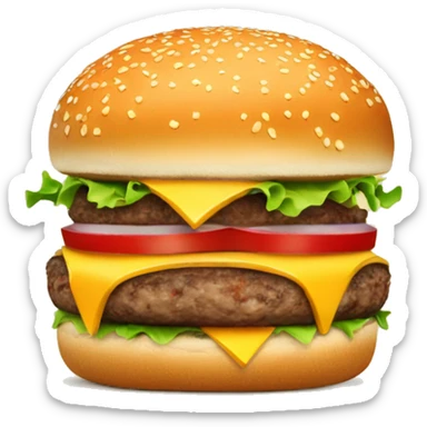 a beef burger with cheese and fries  sticker