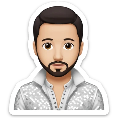 AJ McLean from Backstreet Boys with dark brown hair, white sequin outfit sticker