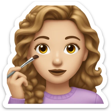 White girl with Brown hait doing makeip sticker
