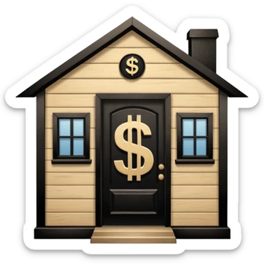 a normal house with a dollar sign in the middle sticker