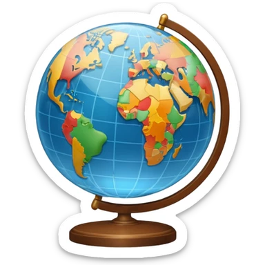 globe with letters A, Б, 文, حرف around it sticker