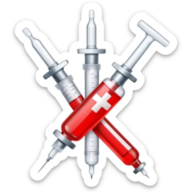 red cross made of two syringes sticker