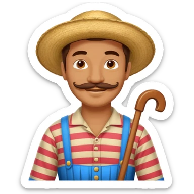 venetian gondolier with mustache, no rows, romantic guy sticker