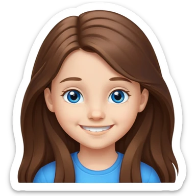 9 year old girl smiling long brown hair blue eyes sticker