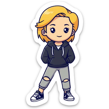 Full body white teenage girl with blonde hair, choni style with urban clothes sticker