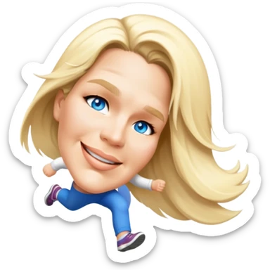 Girl long blonde hair running sticker