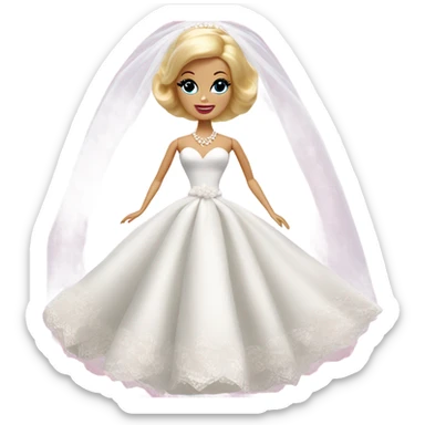 1960's blonde Barbie bride  sticker