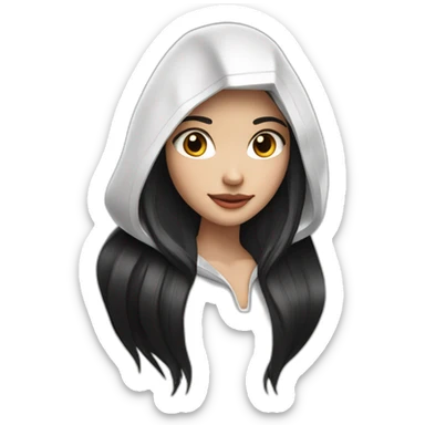white-girl-long-straight-black-hair-with-white-streak-hair-and-red-ridding-hood sticker
