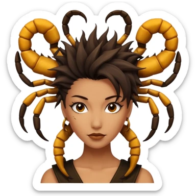 woman with a scorpion-shaped hairstyle sticker