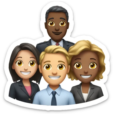 four office friends saying hurrah sticker