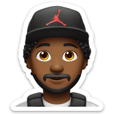 Young black mal with a beard ans a Jordan Hat sticker