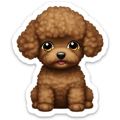 Chubby little brown baby toy poodle sticker