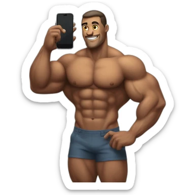 bodybuilder standing with phone sticker
