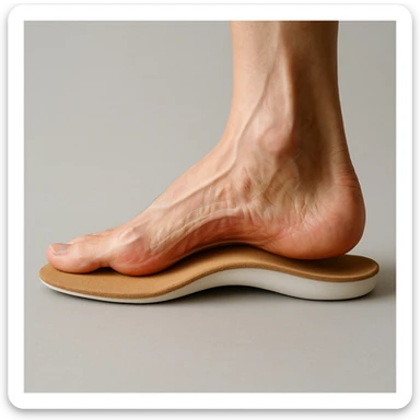 realistic anatomical detailed image of an orthopedic insole, clear view of foot support sticker
