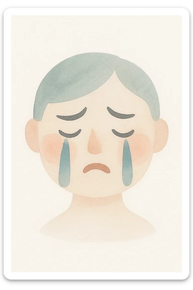 crying face, watercolor art style sticker