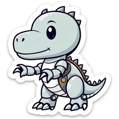 Silver dinosaur robot  sticker