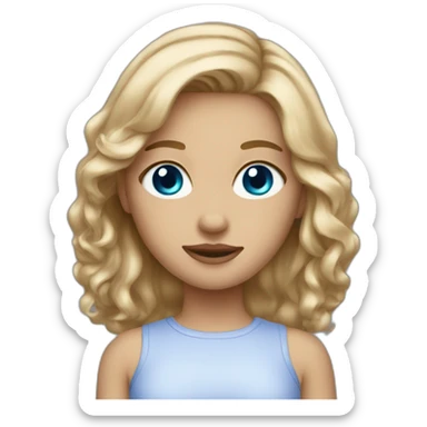 Medium lenght Dirty blonde hair girl with blue eyes  sticker