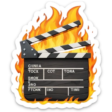 cinema clapboard on fire sticker