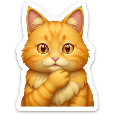 Yellow Cat holding his chin  sticker